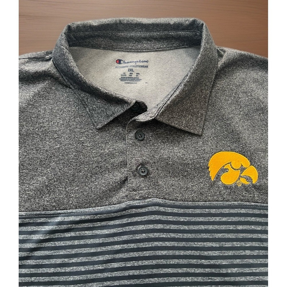 Iowa Hawkeyes Gray Striped Polo Shirt 2XL NCAA (166)